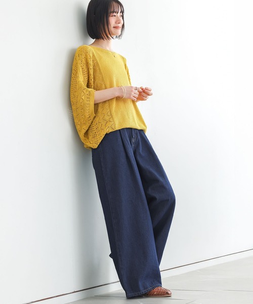 n'OrLABEL（ノアールレーベル）の「タックデニムパンツ（デニムパンツ・レディース・ブラック/ブルー/ネイビー・L～LL/S～Ｍ/3L）」の4枚目の写真