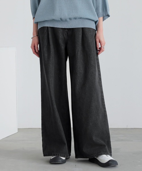 n'OrLABEL（ノアールレーベル）の「タックデニムパンツ（デニムパンツ・レディース・ブラック/ブルー/ネイビー・L～LL/S～Ｍ/3L）」の10枚目の写真