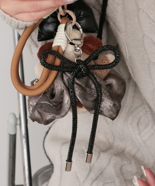 ラインストーンリボンチャーム キーホルダー（キーホルダー