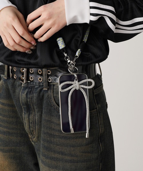 ラインストーンリボンチャーム キーホルダー（キーホルダー