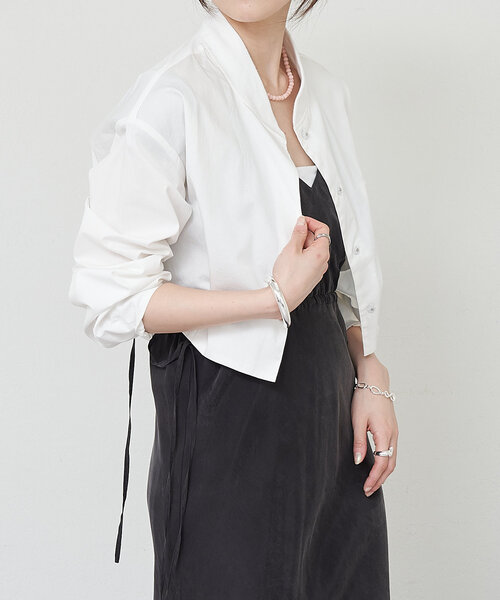 SHENERY（シーナリー）の「《春アウター》《洗える》ショートシャツブルゾン（ブルゾン・レディース・ネイビー/オフホワイト・FREE）」の2枚目の写真