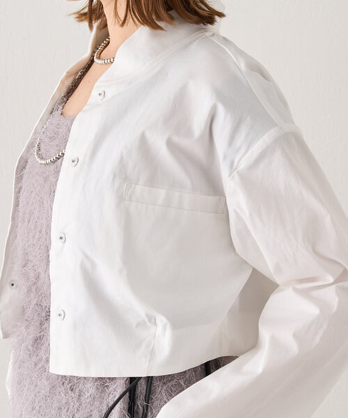 SHENERY（シーナリー）の「《春アウター》《洗える》ショートシャツブルゾン（ブルゾン・レディース・ネイビー/オフホワイト・FREE）」の21枚目の写真