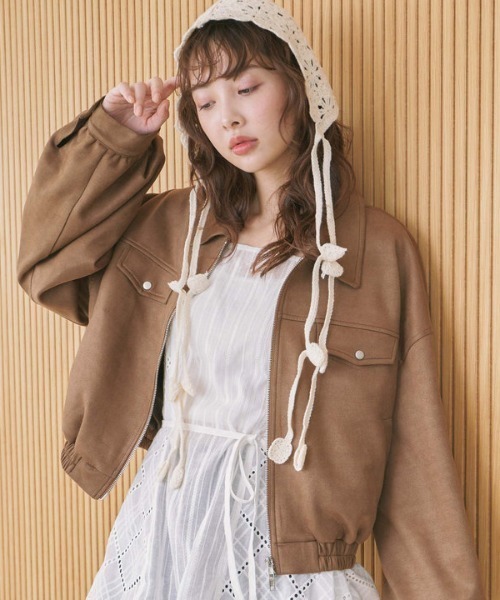 archives（アルシーヴ）の「スウェードブルゾン（ブルゾン・レディース・ブラウン/アイボリー・MEDIUM）」の3枚目の写真