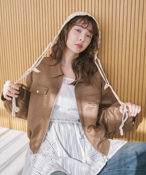 archives（アルシーヴ）の「スウェードブルゾン（ブルゾン・レディース・ブラウン/アイボリー・MEDIUM）」の6枚目の写真