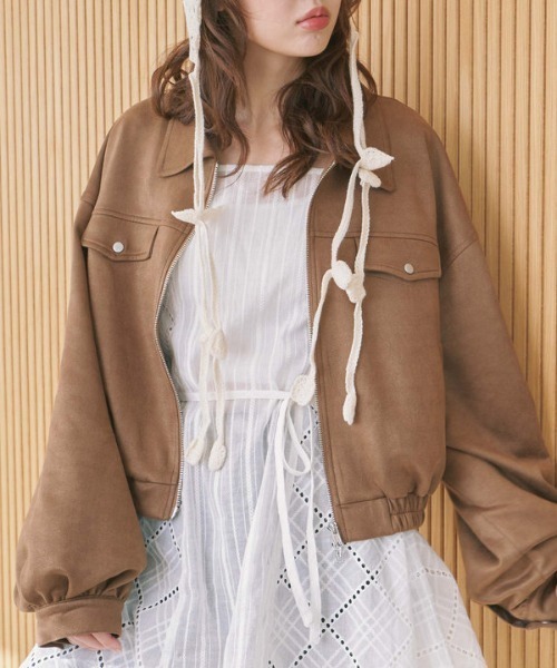 archives（アルシーヴ）の「スウェードブルゾン（ブルゾン・レディース・ブラウン/アイボリー・MEDIUM）」の8枚目の写真