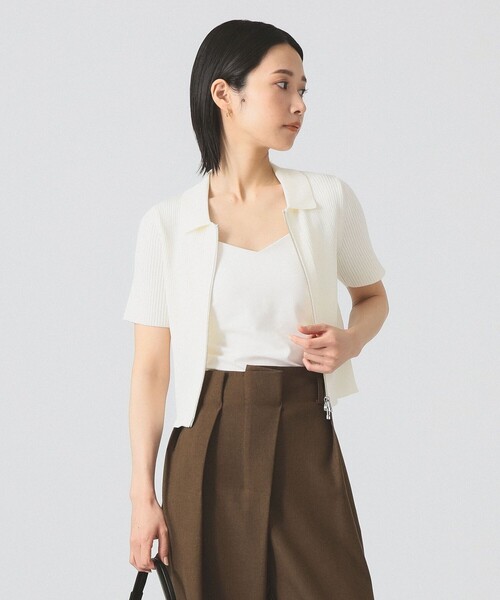 Ray BEAMS（レイビームス）の「ハーフスリーブ ジップ ポロ カーディガン（カーディガン/ボレロ・レディース・ライトブルー/ブラック/オフホワイト・ONE SIZE）」の5枚目の写真