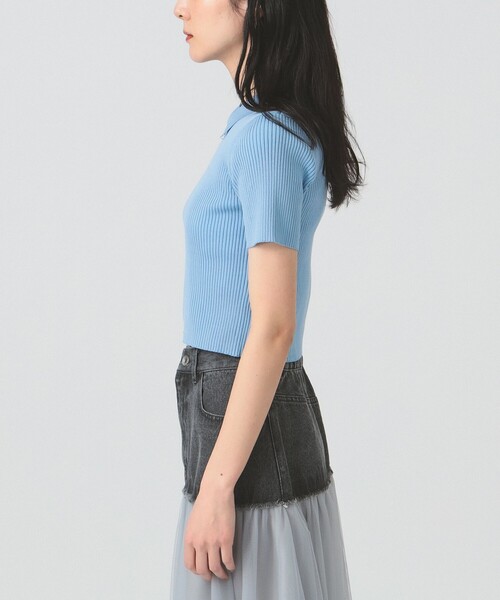 Ray BEAMS（レイビームス）の「ハーフスリーブ ジップ ポロ カーディガン（カーディガン/ボレロ・レディース・ライトブルー/ブラック/オフホワイト・ONE SIZE）」の18枚目の写真