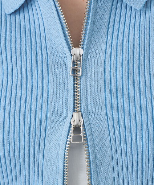 Ray BEAMS（レイビームス）の「ハーフスリーブ ジップ ポロ カーディガン（カーディガン/ボレロ・レディース・ライトブルー/ブラック/オフホワイト・ONE SIZE）」の21枚目の写真