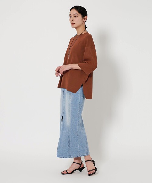 BEAUTY&YOUTH UNITED ARROWS(ビューティーアンドユースユナイテッドアローズ)の「ハーフスリーブ ニットプルオーバー -ウォッシャブル-(ニット/セーター・レディース・ダークブラウン/ベージュ/ブラック・FREE)」の12枚目の写真
