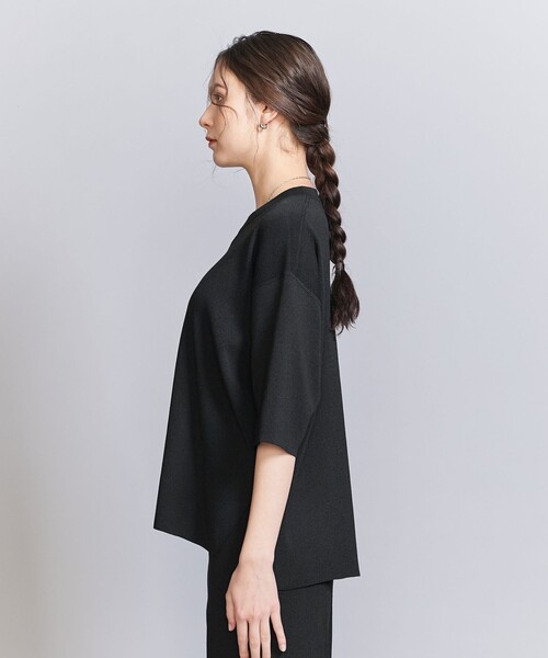 BEAUTY&YOUTH UNITED ARROWS(ビューティーアンドユースユナイテッドアローズ)の「ハーフスリーブ ニットプルオーバー -ウォッシャブル-(ニット/セーター・レディース・ダークブラウン/ベージュ/ブラック・FREE)」の14枚目の写真