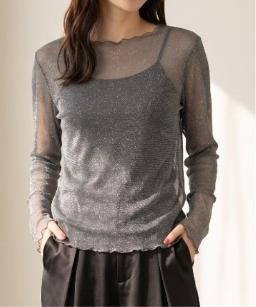 Per sist ence(パーシエンス)の「ラメシアーメロウ配色プルオーバー(Tシャツ/カットソー・レディース・グレー/アイボリー/ブラック・FREE)」の1枚目の写真