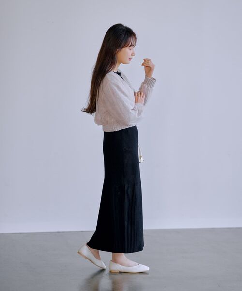 COHINA(コヒナ)の「チュールオーバーニットカーディガン 【低身長・小柄女性】(ニット/セーター・レディース・グレー/ピンク/ホワイト・ONE SIZE)」の11枚目の写真