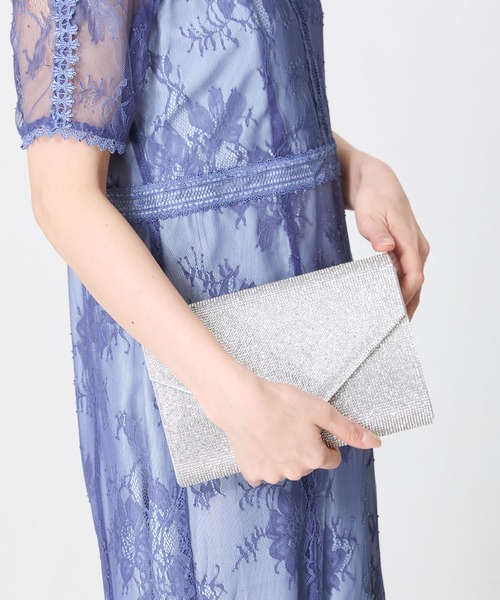 MISCH MASCH(ミッシュマッシュ)の「ラインストーンエンベロープクラッチバッグ MOB021(クラッチバッグ・レディース・ゴールド/シルバー・フリ-)」の3枚目の写真