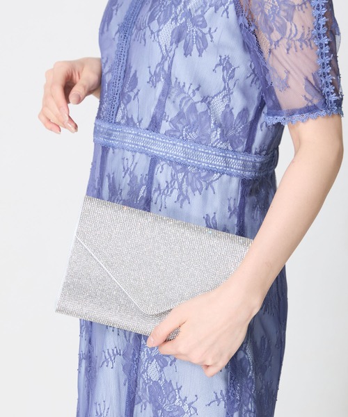 MISCH MASCH(ミッシュマッシュ)の「ラインストーンエンベロープクラッチバッグ MOB021(クラッチバッグ・レディース・ゴールド/シルバー・フリ-)」の4枚目の写真
