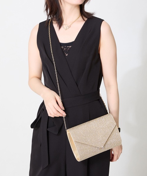 MISCH MASCH(ミッシュマッシュ)の「ラインストーンエンベロープクラッチバッグ MOB021(クラッチバッグ・レディース・ゴールド/シルバー・フリ-)」の7枚目の写真