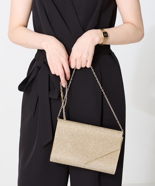 MISCH MASCH(ミッシュマッシュ)の「ラインストーンエンベロープクラッチバッグ MOB021(クラッチバッグ・レディース・ゴールド/シルバー・フリ-)」の8枚目の写真