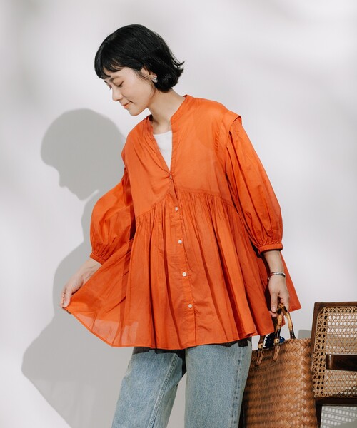 FREAK'S STORE（フリークスストア）の「インド ボイルスキッパーシャツ（シャツ/ブラウス・レディース・オレンジ/ブラック/オフホワイト/その他/チャコールグレー/ピンク系その他・ﾌﾘ-）」の5枚目の写真