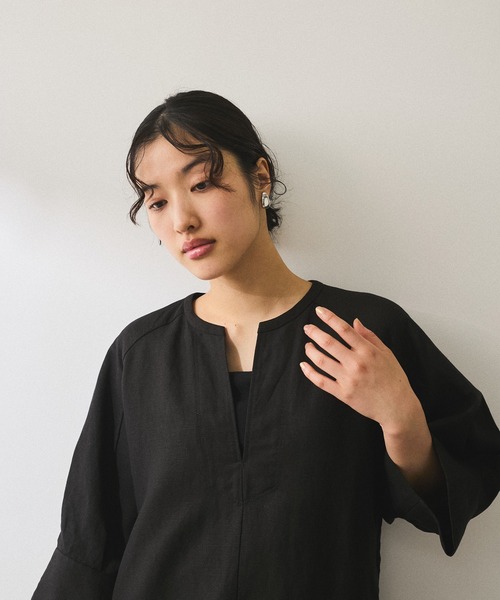ADAM ET ROPE リネンボリュームスリーブワンピース ADAM ET ROPE'（アダムエロペ）の「リネンボリュームスリーブ