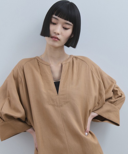 新品未使用　人気作家　ブルーベリージャム　リネン　ワンピース WEB限定】・【新色追加】リネンボリュームスリーブワンピース