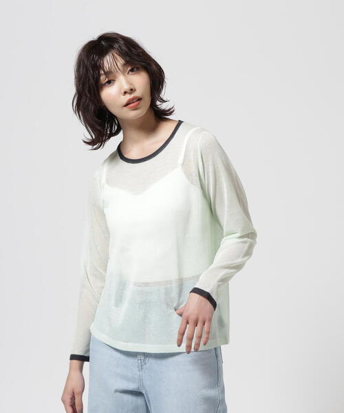 tシャツ DROIT BELLO（ドロイトベロ）配色クルーネックプルオーバー レディース セール】DROIT BELLO（ドロイトベロ）配色クルーネックプル