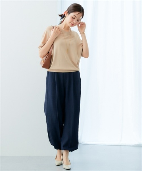 7days Life Styling(セブンデイズライフスタイリング)の「【接触冷感/UVカット】Vネックニットチュニック(ニット/セーター・レディース・ベージュ/ブラック/グリーン/ブルーグレー/杢グレー・LL/3L/S/M/L/4L/5L)」の19枚目の写真