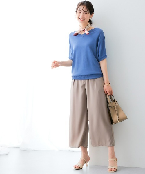 7days Life Styling(セブンデイズライフスタイリング)の「【接触冷感/UVカット】Vネックニットチュニック(ニット/セーター・レディース・ベージュ/ブラック/グリーン/ブルーグレー/杢グレー・LL/3L/S/M/L/4L/5L)」の13枚目の写真