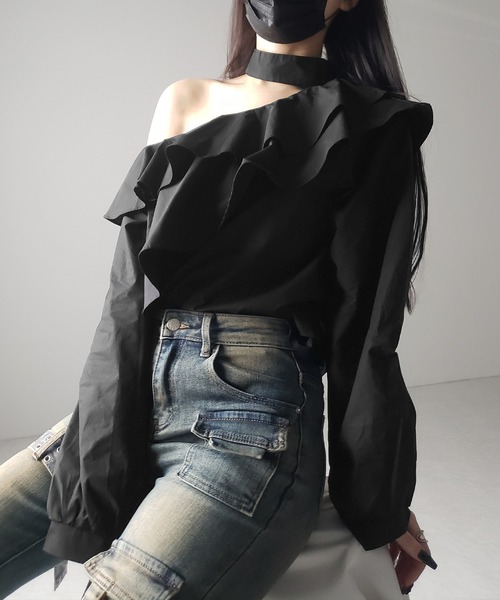 frill one shoulder tops / フリルワンショルダートップス frill one shoulder tops / フリルワンショルダートップス