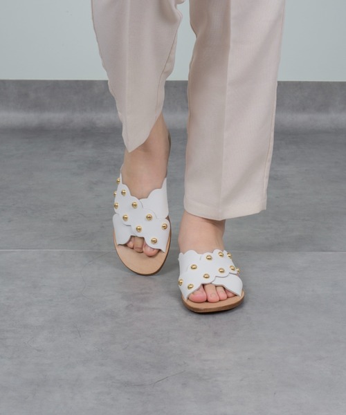 FABIO RUSCONI（ファビオルスコーニ）の「【FABIO RUSCONI/ファビオルスコーニ】スタッズ クロスベルト フラット　サンダル（サンダル・レディース・ホワイト/ブラック・39/36/37/38）」の9枚目の写真