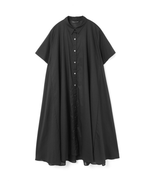 ✨2022年✨ミズイロインド mizuiroindシャツワンピース黒フリーサイズ mizuiro ind (ミズイロインド) フレアロングシャツワンピース