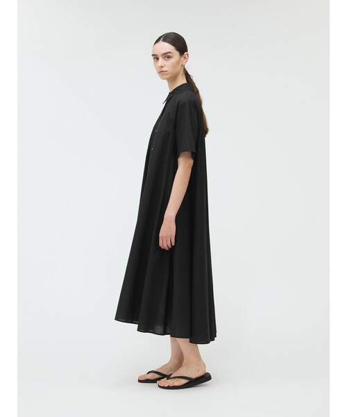 美品✨24年モデル✨mizuiroind ハーフスリーブ シャツワンピース mizuiro ind スタンドカラーハーフスリーブシャツ