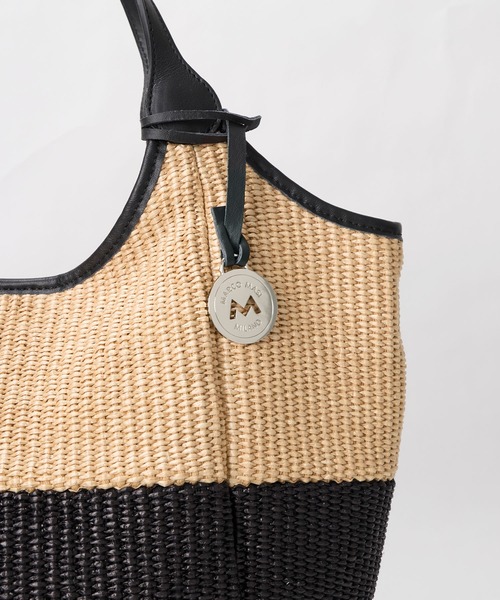 MARCO MASI】ラフィア風バイカラートートバッグ-BICOLOR RAFFIA