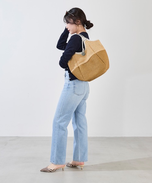 驚きの価格 MARCO RAFFIA MASI】ラフィア風バイカラートートバッグ-BICOLOR 靴