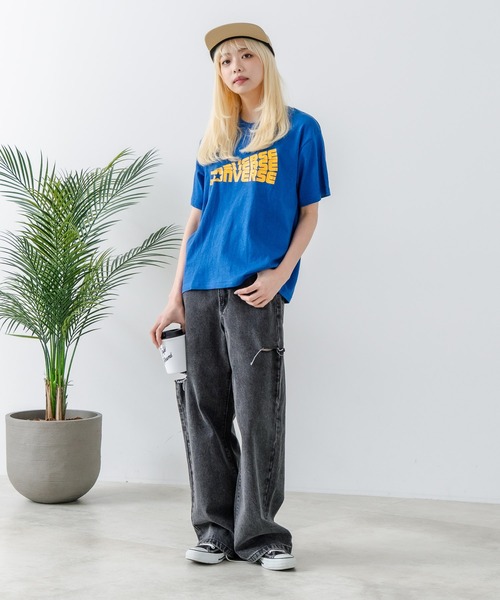 CONVERSE(コンバース)の「【CONVERSE/コンバース】ネップスラブ アーカイブロゴ Tシャツ(Tシャツ/カットソー・レディース・オフホワイト/ブルー・MEDIUM)」の22枚目の写真