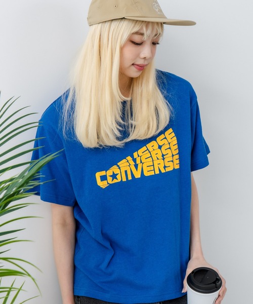 CONVERSE(コンバース)の「【CONVERSE/コンバース】ネップスラブ アーカイブロゴ Tシャツ(Tシャツ/カットソー・レディース・オフホワイト/ブルー・MEDIUM)」の16枚目の写真