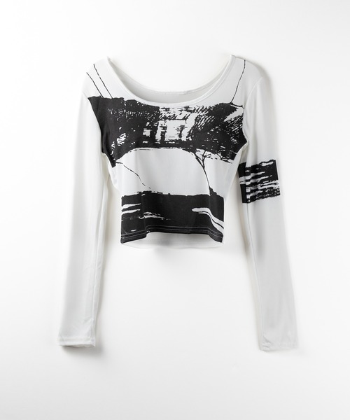me+em select(ミームセレクト)の「【 2color 】ヴィンテージプリントショートリブTシャツ / vintage print short lib t-shirt(Tシャツ/カットソー・レディース・ブラック/ホワイト・FREE)」の9枚目の写真
