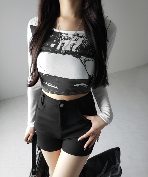 me+em select(ミームセレクト)の「【 2color 】ヴィンテージプリントショートリブTシャツ / vintage print short lib t-shirt(Tシャツ/カットソー・レディース・ブラック/ホワイト・FREE)」の20枚目の写真