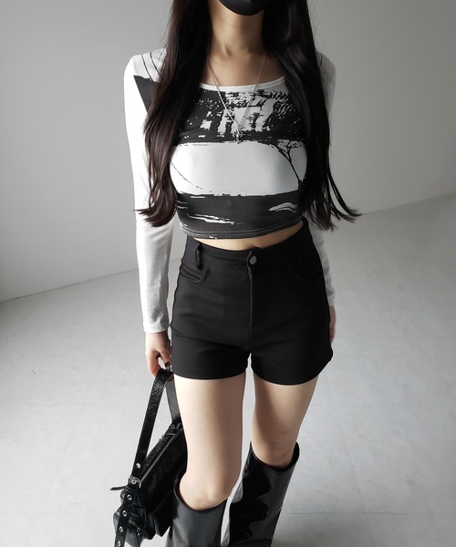 me+em select(ミームセレクト)の「【 2color 】ヴィンテージプリントショートリブTシャツ / vintage print short lib t-shirt(Tシャツ/カットソー・レディース・ブラック/ホワイト・FREE)」の22枚目の写真