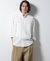 「BELGIUM LINEN FABRICS」リネンコットンスタンドカラーシャツ