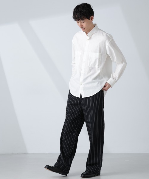 NANO universe(ナノユニバース)の「「BELGIUM LINEN FABRICS」リネンコットンスタンドカラーシャツ(シャツ/ブラウス・メンズ・ホワイト/ピンク/ブラック/ライトブルー・S/M/L)」の10枚目の写真
