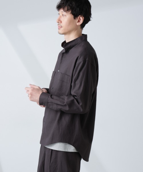 NANO universe(ナノユニバース)の「「BELGIUM LINEN FABRICS」リネンコットンスタンドカラーシャツ(シャツ/ブラウス・メンズ・ホワイト/ピンク/ブラック/ライトブルー・S/M/L)」の12枚目の写真