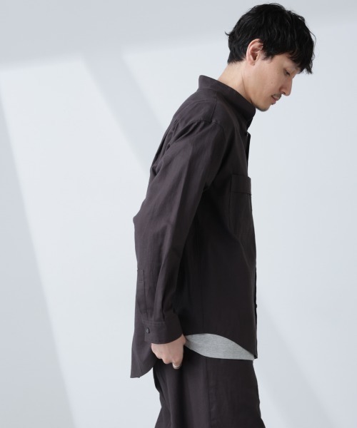NANO universe(ナノユニバース)の「「BELGIUM LINEN FABRICS」リネンコットンスタンドカラーシャツ(シャツ/ブラウス・メンズ・ホワイト/ピンク/ブラック/ライトブルー・S/M/L)」の13枚目の写真