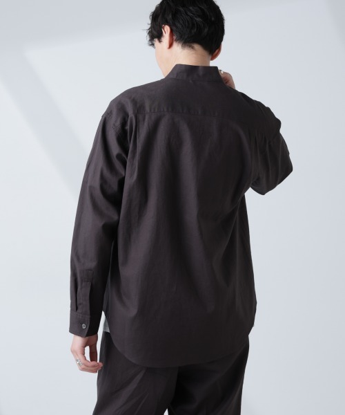 NANO universe(ナノユニバース)の「「BELGIUM LINEN FABRICS」リネンコットンスタンドカラーシャツ(シャツ/ブラウス・メンズ・ホワイト/ピンク/ブラック/ライトブルー・S/M/L)」の14枚目の写真