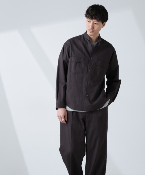 NANO universe(ナノユニバース)の「「BELGIUM LINEN FABRICS」リネンコットンスタンドカラーシャツ(シャツ/ブラウス・メンズ・ホワイト/ピンク/ブラック/ライトブルー・S/M/L)」の15枚目の写真