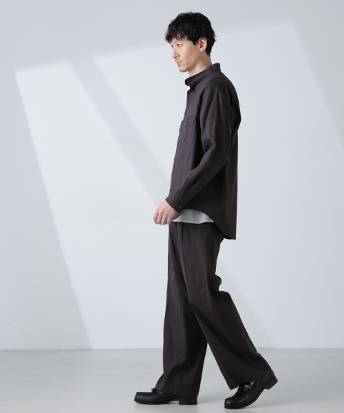NANO universe(ナノユニバース)の「「BELGIUM LINEN FABRICS」リネンコットンスタンドカラーシャツ(シャツ/ブラウス・メンズ・ホワイト/ピンク/ブラック/ライトブルー・S/M/L)」の17枚目の写真