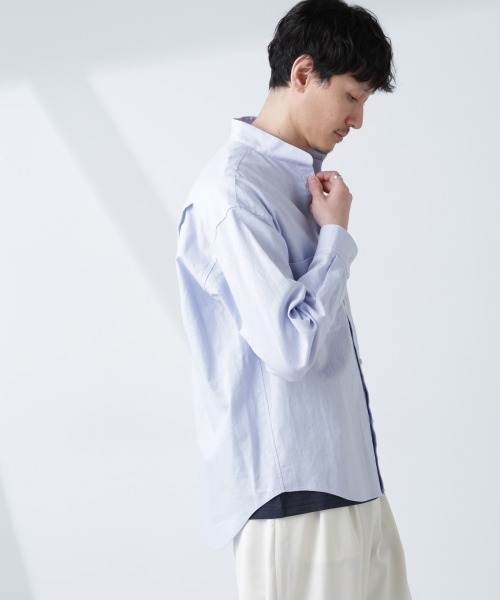 NANO universe(ナノユニバース)の「「BELGIUM LINEN FABRICS」リネンコットンスタンドカラーシャツ(シャツ/ブラウス・メンズ・ホワイト/ピンク/ブラック/ライトブルー・S/M/L)」の20枚目の写真
