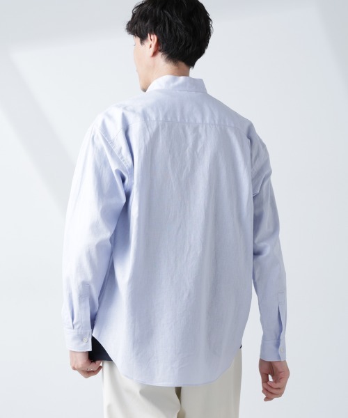 NANO universe(ナノユニバース)の「「BELGIUM LINEN FABRICS」リネンコットンスタンドカラーシャツ(シャツ/ブラウス・メンズ・ホワイト/ピンク/ブラック/ライトブルー・S/M/L)」の21枚目の写真