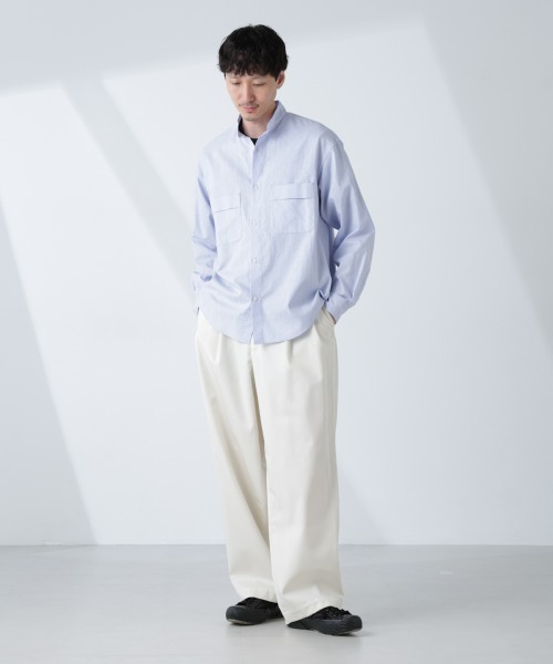 NANO universe(ナノユニバース)の「「BELGIUM LINEN FABRICS」リネンコットンスタンドカラーシャツ(シャツ/ブラウス・メンズ・ホワイト/ピンク/ブラック/ライトブルー・S/M/L)」の22枚目の写真