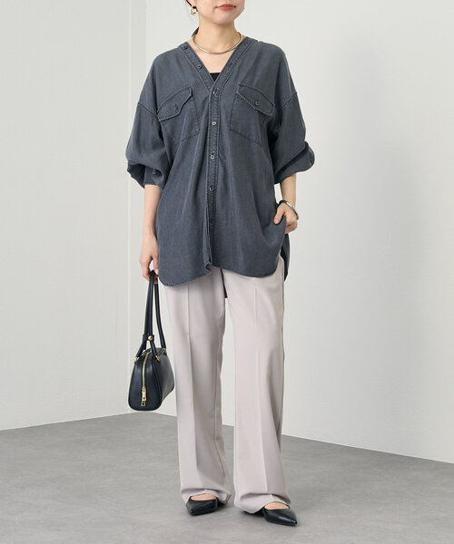 Loungdressデニムシャツ ダメージデニムシャツ（シャツ/ブラウス）｜LOUNGEDRESS