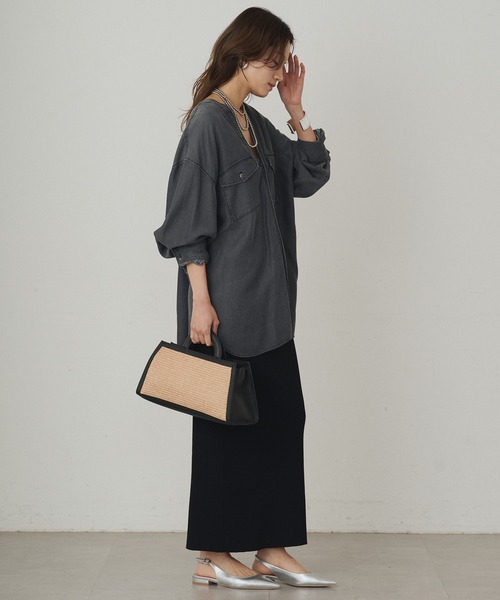 ダメージデニムシャツ LOUNGEDRESSラウンジドレス ブルーのみWEB