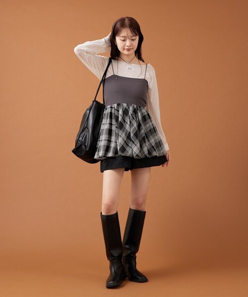 mystic(ミスティック)の「ベアバルーンビスチェ(シャツ/ブラウス・レディース・ベージュ/アイボリー/ブラック/ベージュ系その他2/グレー/チャコールグレー・FREE)」の9枚目の写真